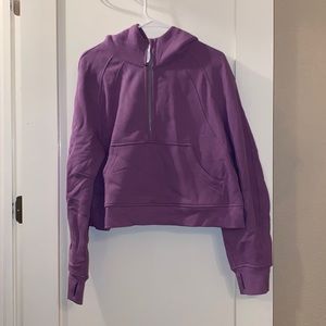 WISTERIA PURPLE LULULEMON CROPPED SCUBA OVERSIZED HALF-ZIP HOODIE